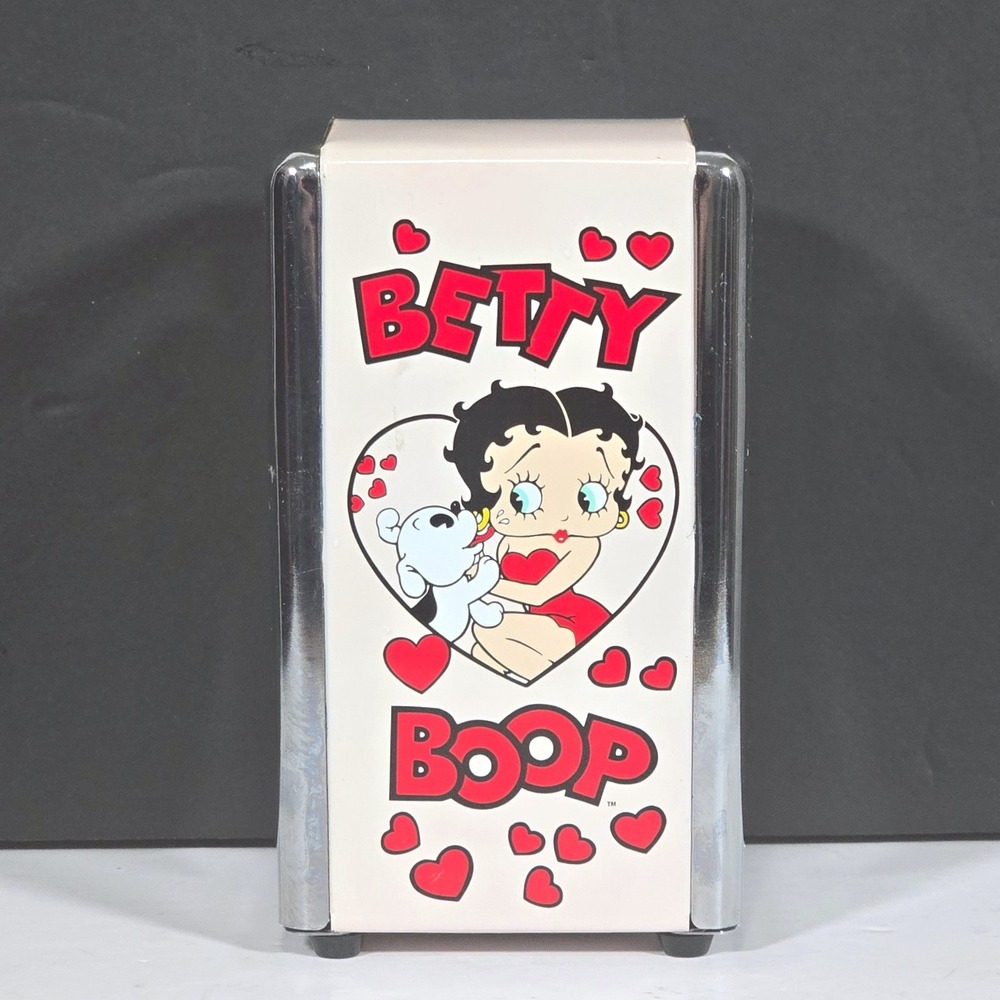Betty Boop Napkin Dispenser Retro Diner Style Chrome Heart Graphic 2007 Kitch